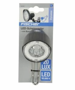 Auslauf 🎁 Fischer Fahrradbeleuchtung Dynamo / LED-Scheinwerfer +Standlicht 20Lux 🥰