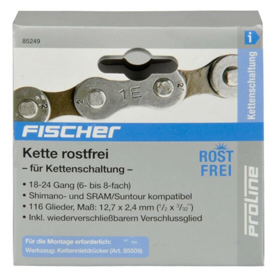 Besorgen 🧨 Fischer Fahrradkette Für Kettenschaltung Rostfrei 1/2 X 3/32 Incl.Verschlussglied 🔔