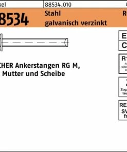 Aktion 🎉 Fischer Fahrrad Ankerstange R 88534 Mutter/Scheibe RG M1 RG M 16 X 380 🔔