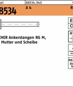 Brandneu 😍 Fischer Fahrrad Ankerstange R 88534 Mutter/Scheibe RG M1 RG M 12 X 250 💯