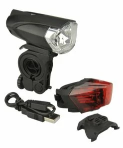 Auslauf 😉 FISCHER Fahrrad-LED/USB-Beleuchtungs-Set 35 Lux ⭐