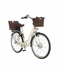 Budget 😍 Fischer Fahrrad FISCHER E-Bike Pedelec City CITA ER1804, Rahmenhöhe 48 Cm, 28 Zoll, Akku 317 Wh, Vorderradmotor, Tiefer Einstieg, Retro Vintage, Rücktritt, Nabenschaltung, LED Display, Beige 🧨